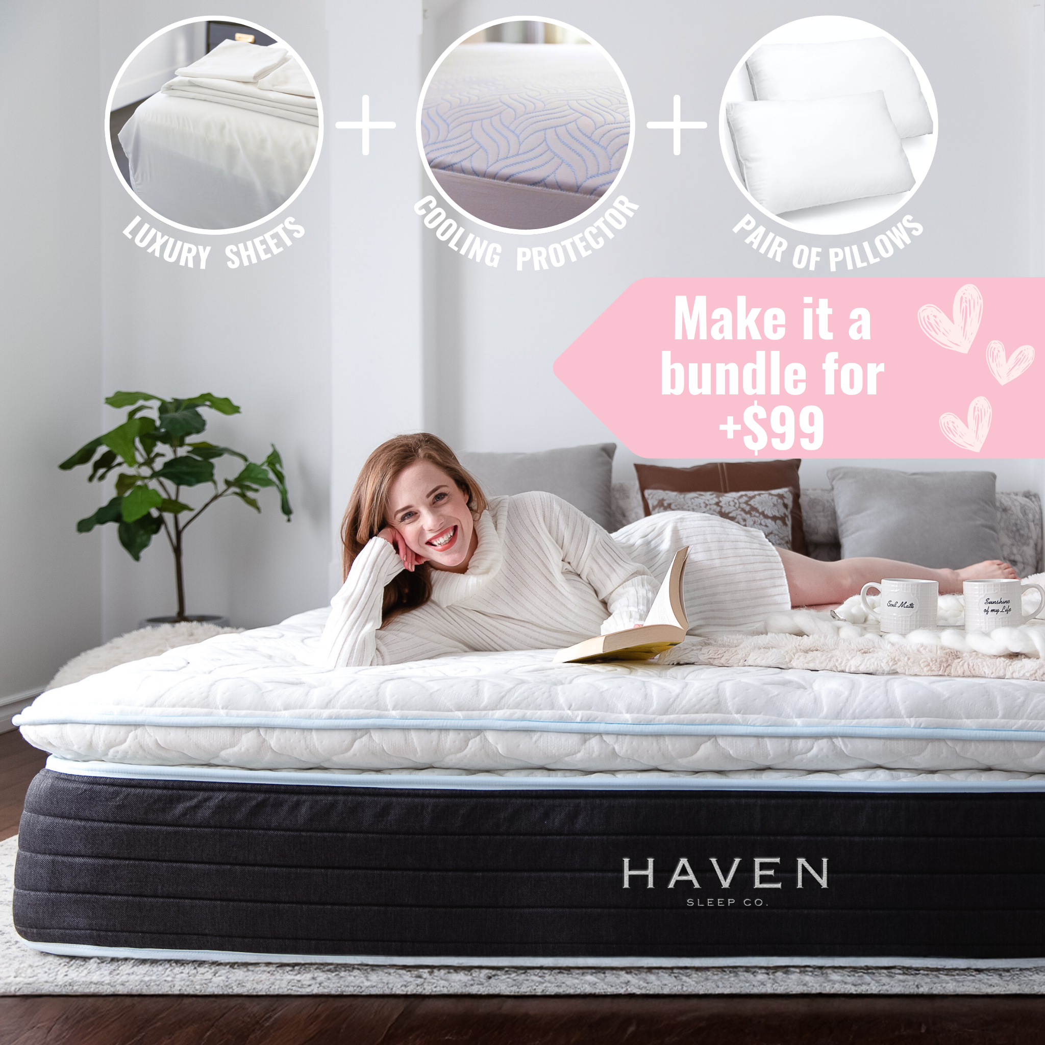 BLACK FRIDAY Bundle + Lux Pillowtop Hybrid Mattress
