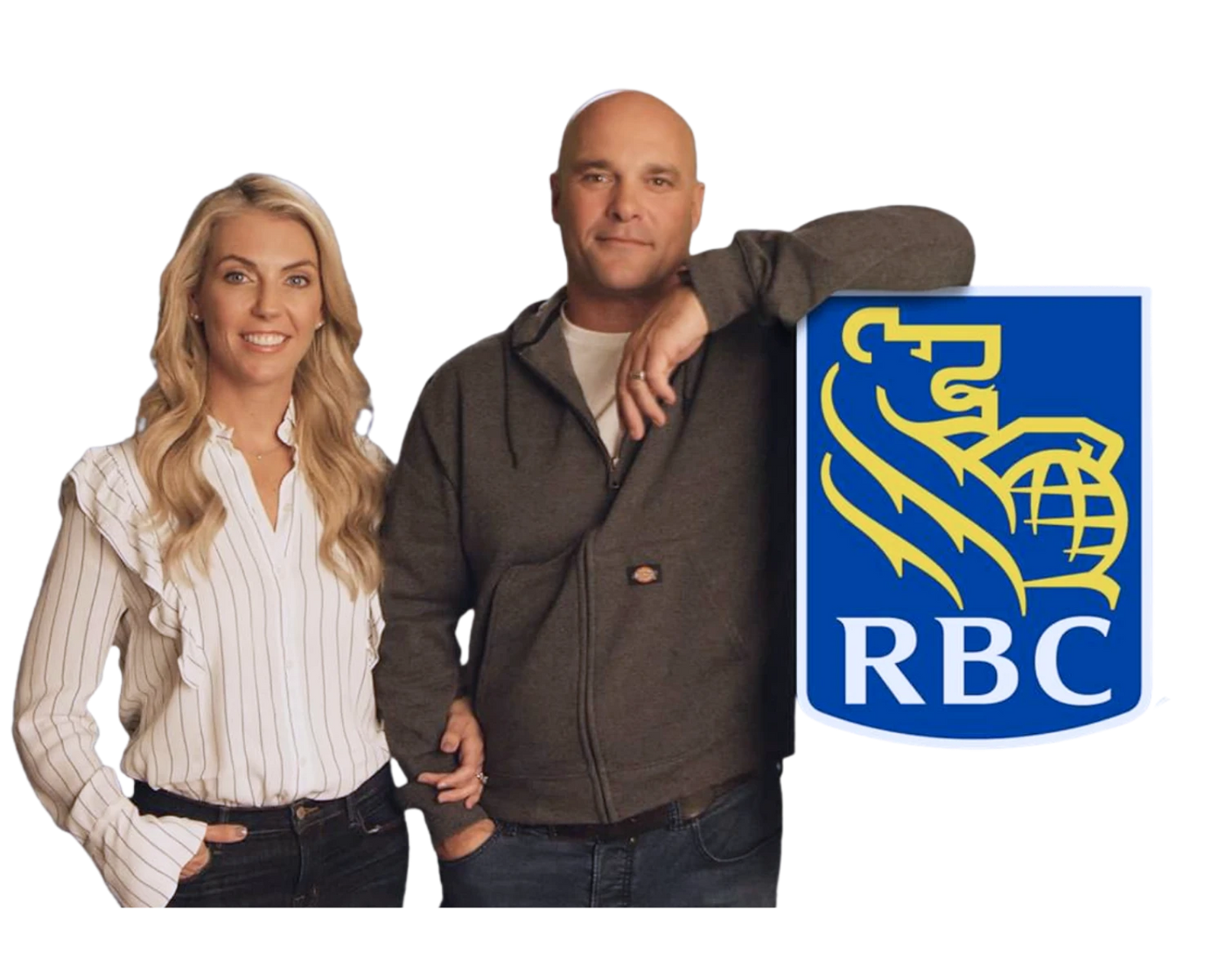 Bryan and Sarah Baeumler with the RBC logo