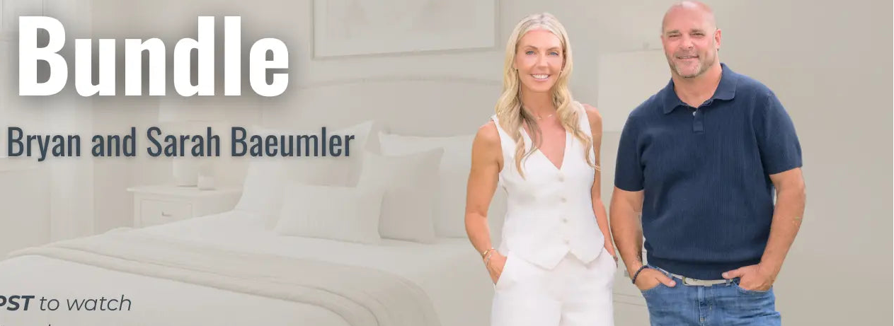 Advertisement for Baeumler Bundle mattress with a man and woman standing next to a bed.
