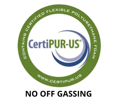Certified flexible polyurethane foam logo with 'CertiPUR-US' on a white background.