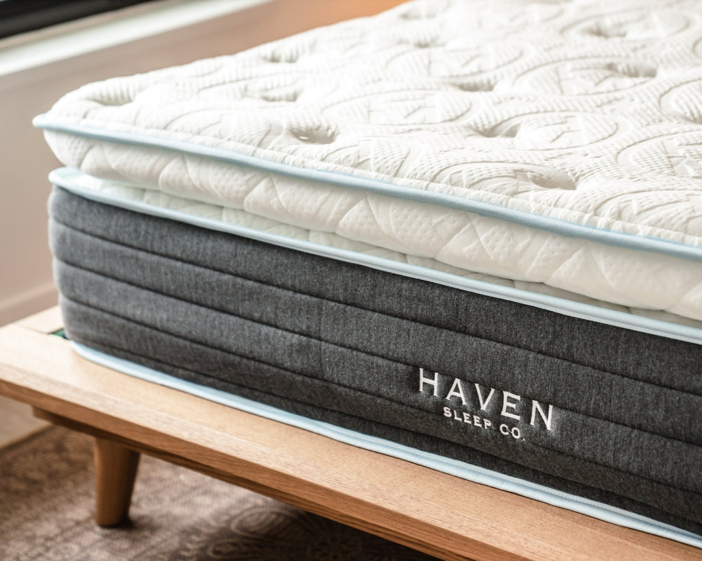 Haven Sleep Co. mattress on a wooden platform bed
