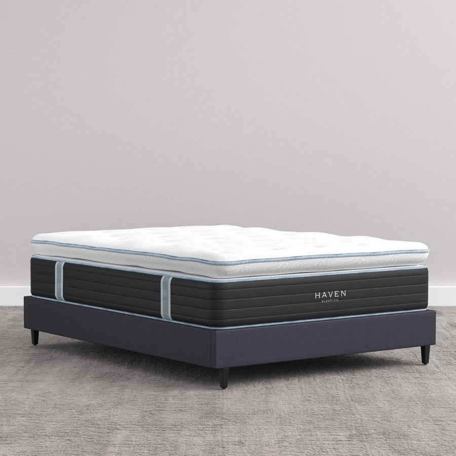 14-Inch Haven LUX Pillowtop Hybrid Mattress on Platform Bed