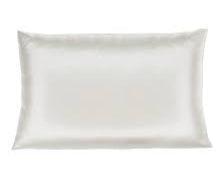 White satin pillowcase from the Dream Satin Sleep Set, offering a smooth and glossy finish, cruelty-free and sustainable, designed to reduce hair breakage and provide a luxurious, rejuvenating sleep experience.