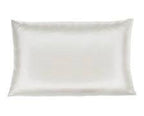 White satin pillowcase from the Dream Satin Sleep Set, offering a smooth and glossy finish, cruelty-free and sustainable, designed to reduce hair breakage and provide a luxurious, rejuvenating sleep experience.