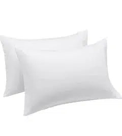 Sleep Rite Poly Pillow Pairs, made in Canada, available in Standard (20x26 inches) and King (16x32 inches) sizes, displayed in a pair of white pillows against a plain background.