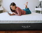 Haven LUX Rejuvenate mattress showcasing its natural latex and eco-friendly foam layers, designed for optimal comfort, durability, and superior motion isolation
