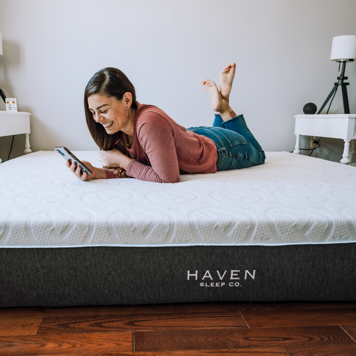 Haven LUX Rejuvenate mattress showcasing its natural latex and eco-friendly foam layers, designed for optimal comfort, durability, and superior motion isolation