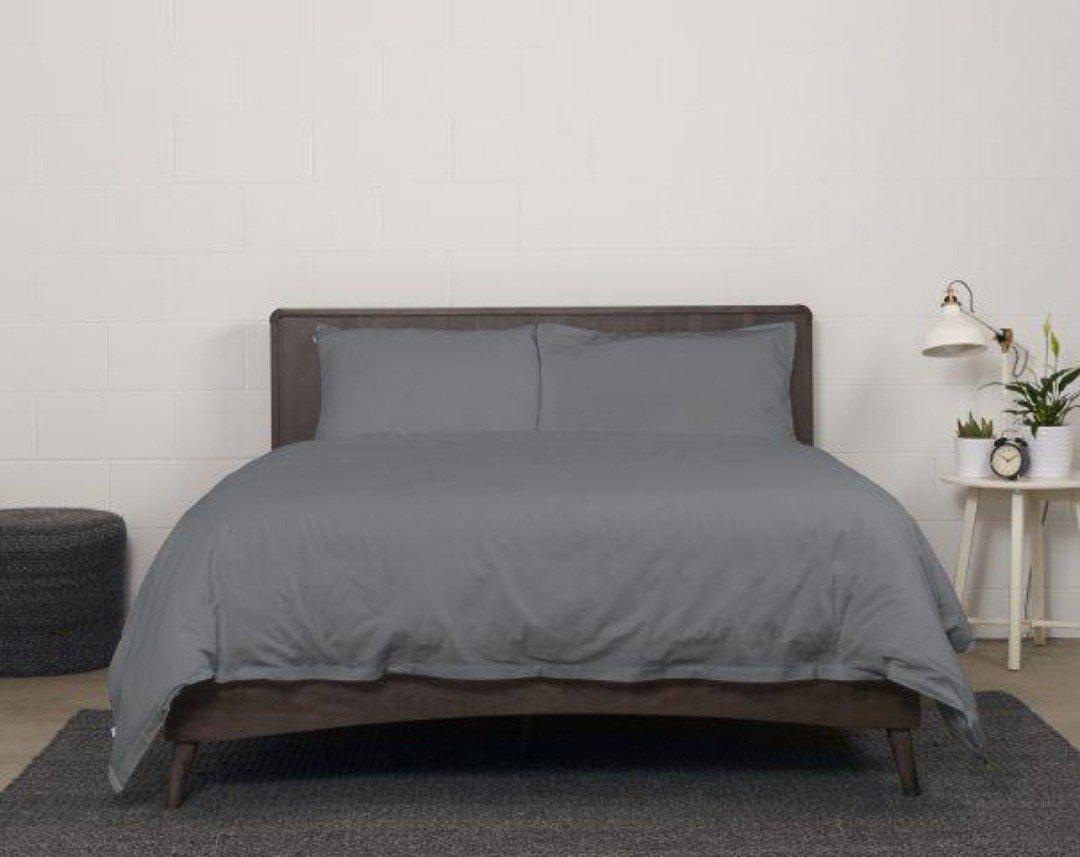 Bedface storm grey sateen duvet cover and sheet set - premium long staple cotton