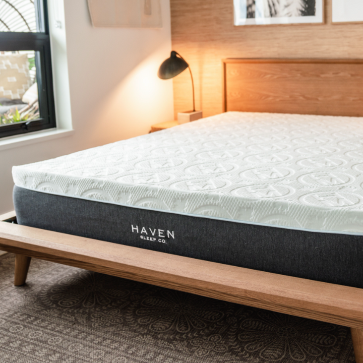 Haven LUX Rejuvenate mattress showcasing its natural latex and eco-friendly foam layers, designed for optimal comfort, durability, and superior motion isolation